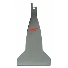 This scraper blade is designed for use with reciprocating saws in demolition and renovation tasks. Its steel construction and 5-1/2 inch length allow for removal of flooring, roofing, and adhesives. Suitable for industrial and construction site applications.