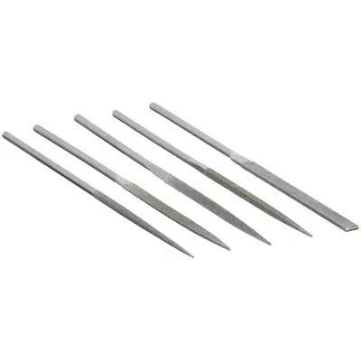 STRAUSS Needle File Set: Equaling/Half Round/Round/Square/Triangular, 140 mm Lg without Tang - Diamond-Coated Needle File Sets