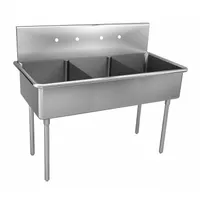 JUST MANUFACTURING Scullery Sink: 3 Bowls, 44 in Overall Ht, 57 in Overall Lg, 27 1/2 in Overall Wd (MPN NSFB354-2-2-J)