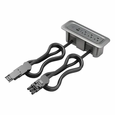 WIREMOLD Furniture Power Outlet: 3 Outlets, 3 ft Cord Lg, Gray, 5-15R - Furniture Power Strips