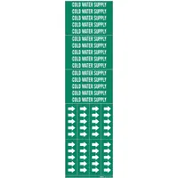Pipe Marker: Cold Water Supply, Green, White, Fits 3/4 in and Smaller Pipe O.D., 3 Pipe Markers (MPN 7057-3C)