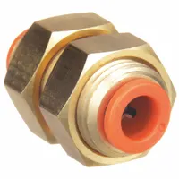 SMC Push-Fit Union Fitting: 5/16 in OD x 5/16 in OD Size, Push-to-Connect x Push-to-Connect, Brass (MPN KQ2E09-00A)