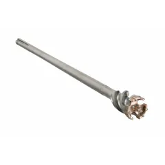 This SDS-Max deep-hole drill bit is designed for use with rotary hammers to create precise core holes in concrete and masonry. With a 2-1/2 in diameter, it achieves a maximum drilling depth of 20 in and an overall length of 22 in. Suitable for applications such as plumbing, electrical, and anchoring installations.