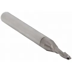 This carbide ball end mill features a TiCN coating and two flutes, with a 1.5 mm mill diameter, 5 mm length of cut, and 39 mm overall length. The ball nose geometry enables contouring, slotting, and profiling in metals and plastics, suitable for 3D machining and radius cutting.