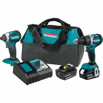 MAKITA Cordless Tool Combination Kit: 2 Tools, Hammer Drill/Impact Driver, 18 V DC Volt - Makita 18V Cordless Tool Combination Kits