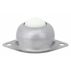 Flange mount ball transfer with a 1 in diameter nylon ball and 35 lb load capacity, projecting 1 3/16 in. Used in material handling systems to enable smooth multidirectional movement of loads on conveyor lines, workstations, and transfer tables.