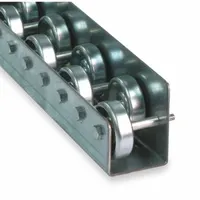 Flow Rail: Skate Wheel, Light-Duty, 10 ft Overall Lg, 195 lb/ft (5 ft Supports), 2 1/4 in Overall Wd (MPN W10FR210015)