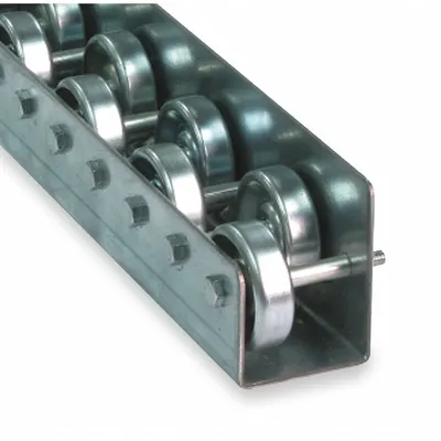 ASHLAND CONVEYOR Flow Rail: Skate Wheel, Light-Duty, 10 ft Overall Lg, 195 lb/ft (5 ft Supports) - Light-Duty General Purpose Skate Wheel Flow Rails