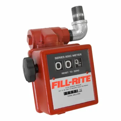 FILL-RITE Mechanical Flowmeter: Mechanical Fuel Transfer Meter - Nutating Disc Totalizers for Fuels