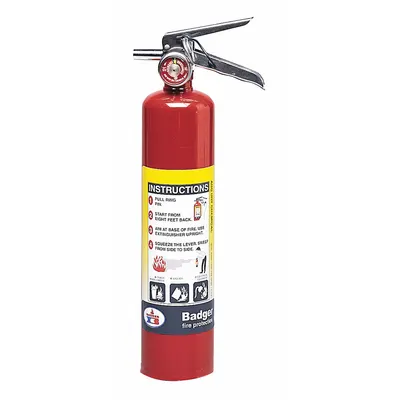 BADGER Fire Extinguisher: 2.5 lb Extinguisher Capacity, 1A:10B:C - Class ABC Fire Extinguishers