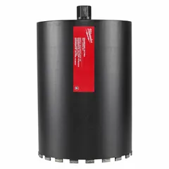 This diamond-tipped core bit is designed for wet coring applications in concrete. It features a 12-inch core diameter, a 13-inch maximum drilling depth, and a 14 5/16-inch overall length. Suitable for use with water cooling to reduce dust and extend bit life.