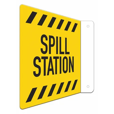 LYLE L-Shape Projection Spill Station Sign, 8x8 in, Aluminum, Mounting Holes - L-Shape Projection Spill Station Signs