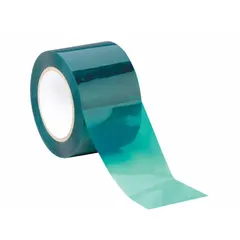 This high-temperature film masking tape is made of 2 mil thick polyester film with a silicone adhesive, colored green. It measures 1/4 inch wide and 72 yards long. Designed for masking surfaces during powder coating, painting, and other finishing processes that require heat resistance, it withstands elevated temperatures without leaving residue.
