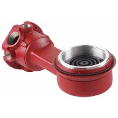 Red pendant-mount warning light base with an overall width of 5 1/4 inches. Designed for use with FSEX models. Provides a secure mounting solution for industrial warning lights in facilities requiring visual alerts.