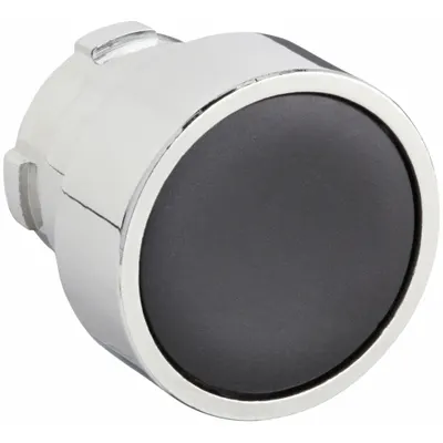 Dayton Flush Push Button: Black, 22 mm Mounting Size, Metallic - Flush-Mount & Recessed Push-Button Operators