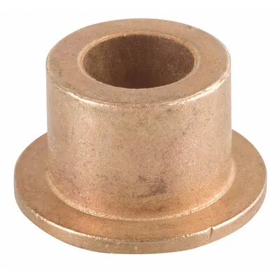 BUNTING BEARINGS Flanged Sleeve Bearing: Bronze, SAE 841, 1/4 in Bore, 3/8 in OD, 1/4 in Lg - Lubricated Food-Grade Metallic Flanged Sleeve Bearings