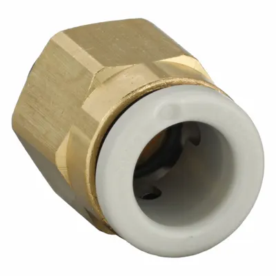 SMC Push-Fit Adapter Fitting: 6 mm OD x 5 mm Pipe Size, Push-to-Connect x Metric - Polybutylene & Brass Tube Fittings