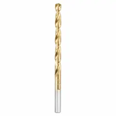 This 7/32" (0.2188") jobber-length drill bit is made from TiN-coated high-speed steel with a parabolic flute design for efficient chip evacuation in deep-hole drilling. The 135° split point reduces walking and eliminates the need for a center punch. Suitable for drilling in metal, wood, and plastic in maintenance, fabrication, and production applications.