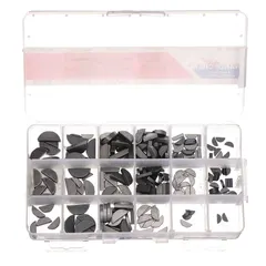 This 250-piece assortment of inch-based Woodruff keys is made from ungraded steel with a width tolerance of +0.001/-0.000 in. Used for securing gears, pulleys, and hubs to shafts in industrial machinery, it supports maintenance and repair in power transmission and material handling applications.