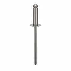 Domed-head blind rivet for single-sided fastening applications. Body length 17/32 in, overall length 1 13/16 in. Inch-based design. Supplied in a 500-piece pack.