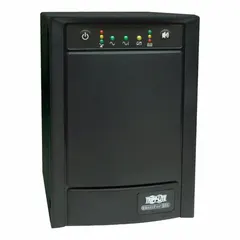 Single-phase line interactive UPS system with 750 VA power rating. Accepts 100, 110, or 120 V AC input via a 5-15P plug. Provides battery backup and surge protection for connected equipment such as servers, network switches, and workstations.