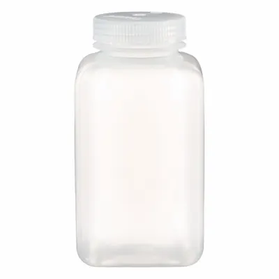 NALGENE Laboratory Bottle: 1 L, 32 fl oz, PPCO, Natural, 63 mm Screw Closure Size - PPCO Rectangular Lab Bottles