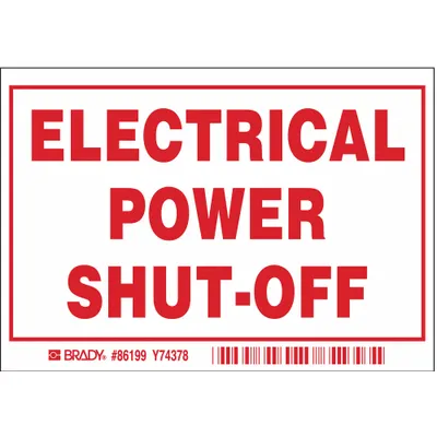 BRADY 86199 Electrical Power Shut-Off Sign - Electrical Power Shut-Off Signs