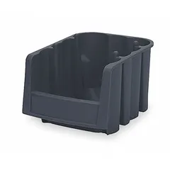 This black plastic bin from AKRO-MILS has a solid construction and a 6 lb load capacity. It is designed for organizing and transporting small parts, tools, or components in industrial settings. The stacking and nesting design saves space when empty.
