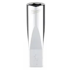 This MILWAUKEE anti-roll hand socket features a 6-point deep design in chrome finish, with a 1/4 in drive and 3/8 in socket size. The deep well allows access to fasteners in recessed areas, while the anti-roll hex shape prevents rolling on sloped surfaces. Suitable for turning hex nuts and bolts in automotive and mechanical applications.