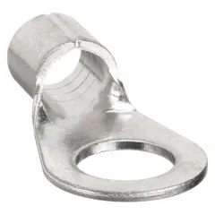 Non-insulated ring terminal from the PAT4PC834 series. Accepts 2 AWG wire and fits a 1/2 in stud. Rated 600 V with brazed barrel and seam construction. Used for secure electrical connections in power distribution, control panels, and heavy equipment.