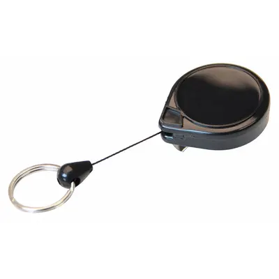 KEY-BAK Badge Holder: Split Key Ring, Horizontal/Vertical, 3 in Overall Ht, 1 1/2 in Overall Wd - Retractable Tethers for Badges