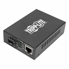 This fiber to Ethernet media converter extends network reach by converting multimode fiber optic signals to copper Ethernet. It features one LC multimode fiber port and one RJ45 copper port, supporting 10 MBps networks and Type 2 PoE+ power delivery. Designed for ceiling mounting, the plug-and-play device requires no additional software for connection. Maximum input voltage is 240V AC.