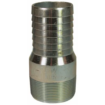 DIXON Barbed Hose Fitting: For 2 in Hose I.D., Steel x Steel - Multipurpose (Air, Water, Chemical) Barbed Combination Nipples