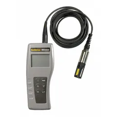 Handheld meter for measuring dissolved oxygen concentration and temperature in water. Provides DO readings up to 200% saturation with 0.1% resolution and accuracy of ±2% of reading or ±2% air saturation. Temperature accuracy is ±0.3°C ±1 digit. Includes probe.