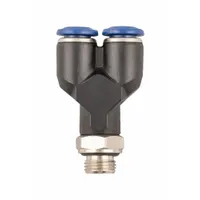 AIGNEP USA Push-Fit Wye Fitting: 5/16 in OD x 5/16 in OD x 1/8 in Pipe Size, Nylon, 47 mm Overall Lg (MPN 85320-05-06)