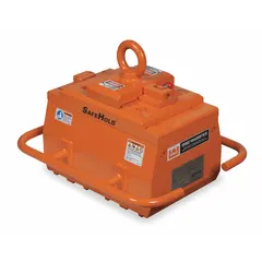 On/off switch-type flat-surface lifting magnet with a maximum flat load capacity of 1,100 lb. Designed for handling ferrous plates, blocks, and dies in metalworking, fabrication, and machine shop environments. The switch mechanism enables controlled release without prying or sling adjustments.