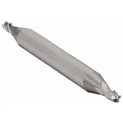 Solid carbide double-end ball end mill with a 3/32" mill diameter, 3/16" length of cut, and 1-1/2" overall length. Features 4 flutes for balanced cutting and efficient chip evacuation. Suitable for contouring, slotting, and profiling in mold and die work and general machining applications.