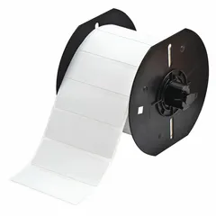 This precut label roll measures 1 in x 3 in with a 1 in core. Made of polyester with a metal-detectable gray material, it is designed for use with the i3300 printer series. Suitable for industrial labeling in environments where metal detection is required, such as food processing and pharmaceutical facilities.