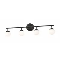 Pearl 4 Light LED Vanity: Black, 1,565 lm_1,800 lm, 3000K, 21 W, 120V AC, Dimmable, 32 in Lg (MPN PRLV3208L30D1BK)