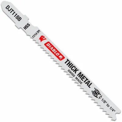 DIABLO Jigsaw Blade: 17/14, 3 5/8 in Blade Lg, High Speed Steel, T Shank, Metal - Metal-Cutting Blades