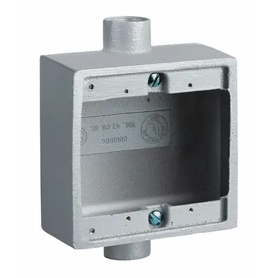 HUBBELL KILLARK Device Box: Iron, Square, 2 Gangs, 3/4 in Hub Size, 50 cu in Capacity - Iron Weatherproof Electrical Boxes
