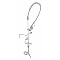 T&S BRASS Pre Rinse Faucet: Deck, Single-Post, 1 Mounting Holes, Brass, Chrome, 1.42 gpm Flow Rate (MPN B-2338)