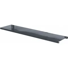 Steel shelf for workbenches, 60 in wide by 12 in deep, black finish. Includes mounting hardware. Adds storage beneath work surfaces in workshops and assembly areas.