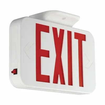 COMPASS Lighted Exit Sign: LED, Black, Red/Green, 1 or 2 Faces, Ceiling/End/Wall - Plastic Lighted Exit Signs