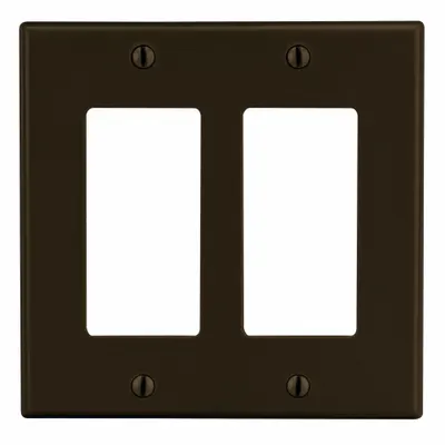 HUBBELL Wall Plate: Decorator-Rocker, 2 Gang, Brown - General Purpose Wall Plates