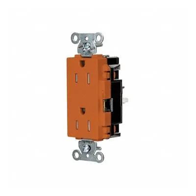 HUBBELL Receptacle: Decorator Duplex, 5-15, Orange, 125V AC, 15 A - General Purpose Receptacles