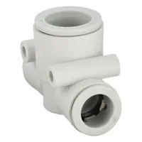 SMC Push-Fit Tee Fitting: 12 mm OD x 12 mm OD x 16 mm OD Size, Polybutylene Terephthalate, White (MPN KQ2T12-16A)