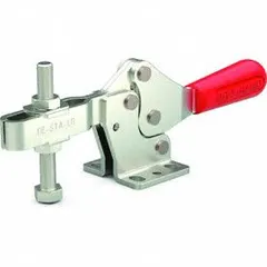 Corrosion-resistant toggle clamp with standard horizontal handle and flange base mounting. Maximum holding capacity of 600 lbf. Suitable for industrial workholding, welding, and assembly applications where rust resistance is required.
