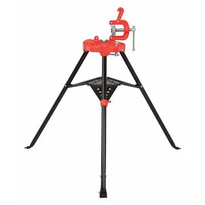 RIDGID Portable Yoke Vise: Folding Leg, 0.13 in – 2.5 in Pipe Size Range, 35 1/2 in Max Ht - Portable Chain Vises
