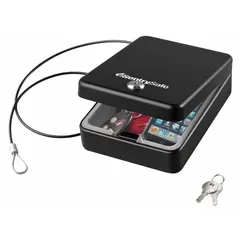 This portable safe is constructed from steel and features a key lock for basic security. With a 0.05 cu ft capacity, it is suited for securing small items such as cash, documents, or valuables in office or industrial settings. Not fire rated, it provides theft deterrence without fire protection.